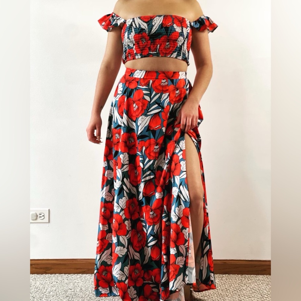 Floral two pieces summer outfit!!